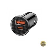 Incarcator Auto Baseus 30W 3A 1 x USB-A - 1 x USB-C Negru CCALL-YS01