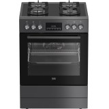Aragaz mixt Beko FBM62330GADSN, 4 arzatoare, Timer, 8 functii, Iluminare cuptor, Clasa A, Antracit