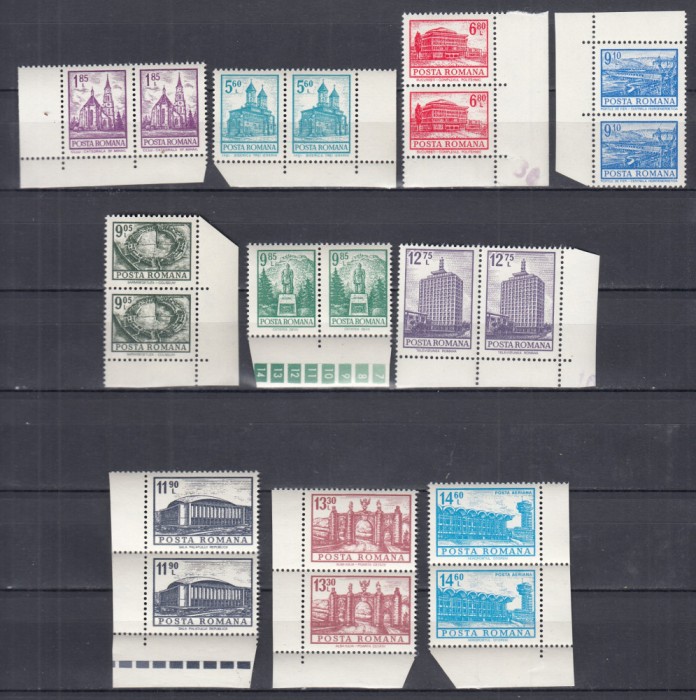ROMANIA 1972 LP 817 UZUALE ( II) MONUMENTE PERECHE SERII MNH