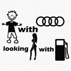 Sticker Auto Baiat cu masina cauta fata cu benzina - Audi foto