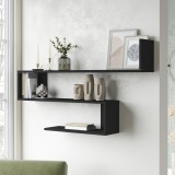 Raft de perete Kitee 71,5x120x14,5cm pal negru [en.casa] HausGarden Leisure, [en.casa]
