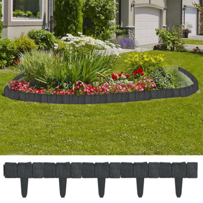 Gard din plastic pentru gradina / gazon aspect piatra, 41 buc., 10 m GartenMobel Dekor foto