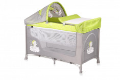 Patut pliabil San Remo Plus cu 2 nivele si accesorii Green Grey Elephants foto