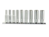 Set chei tubulare 1/4&quot; 9 piese CRV, 5-13mm, suport metalic, GEKO G13540