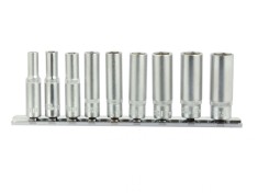Set chei tubulare 1/4&quot; 9 piese CRV, 5-13mm, suport metalic, GEKO G13540