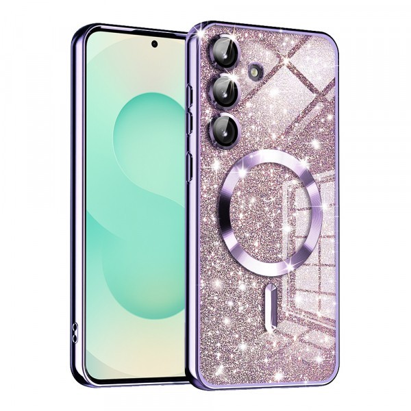 Husa MagSafe pentru Samsung Galaxy S25+ S936, Techsuit, Luxury Glitter, Mov Deschis