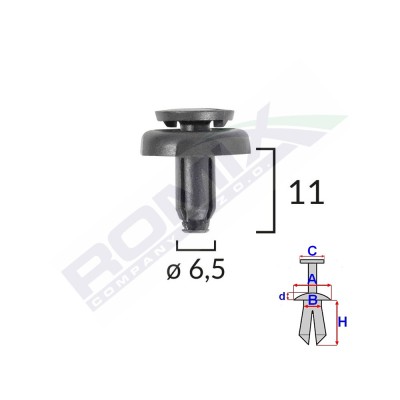 Clips Fixare Pentru Toyota6.5X11mm Negru Set 10 Buc 154469 con62438 foto