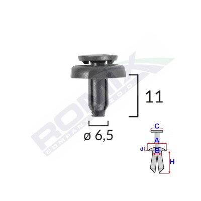 CLIPS FIXARE PENTRU TOYOTA6.5X11MM NEGRU SET 10 BUC 62438 foto