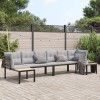 Set canapea gradina 4 piese Gossi, otel vopsit negru, perne incluse gri deschis, rezistent intemperii
