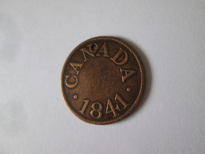 Rar! Jeton gaurit Canada Half Penny 1841 James Duncan foto