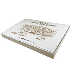 Set 100 Cutii Pizza Imprimate, 400x155x60 mm, Model Generic, Carton Alb/Natur foto