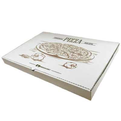 Set 100 Cutii Pizza Imprimate, 350x190x40 mm, Model Generic, Carton Alb/Natur foto
