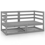 Set 2 Canapele Colt Gradina Gossi, Lemn Masiv Pin, 70x70x67cm, Gri. Modulare, Relaxare Exterior