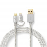 Cablu USB 2.0 A tata - micro USB, Lightning, 1m, Nedis