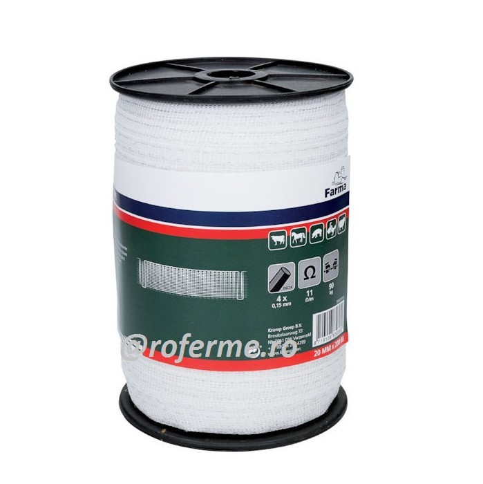 Banda pentru gard electric - 20 mm, 200 m