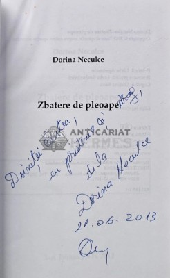 Zbatere de pleoape (cu dedicatie) - 2013 - Dorina Neculce (AR177) foto