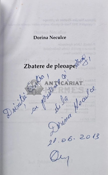 Zbatere de pleoape (cu dedicatie) - 2013 - Dorina Neculce (AR177)