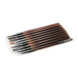 Cumpara ieftin Set de pensule Global Fashion pentru desen, 9 bucăți, m&acirc;nere maro