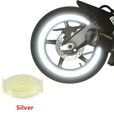 Set 16 ornamente Reflectorizante pentru jante auto, moto, culoare Argintiu FAVLine Selection