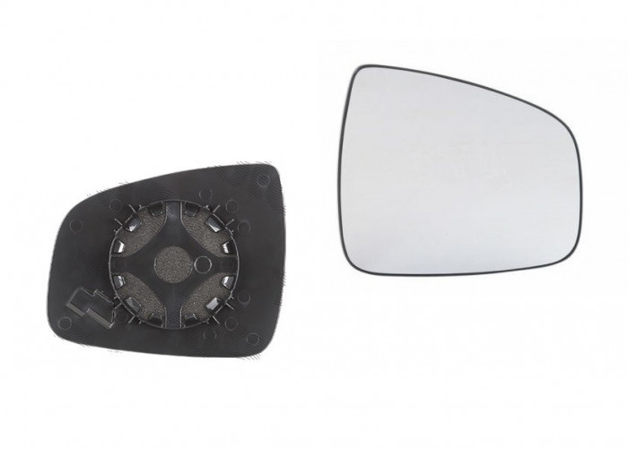 Geam oglinda exterioara cu suport fixare Dacia Sandero, 10.2012-, Logan, 10.2012-, Dreapta, geam convex; cromat, View Max