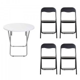 Masa plianta rotunda cu 4 scaune blat mdf 70x70cm alb Zilan ZLN6944_4S