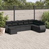 vidaXL Set mobilier de grădină cu perne, 8 piese, negru, poliratan 3254092
