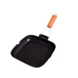 Cumpara ieftin Tigaie grill aluminiu teflonat Grunberg HXG20LD cu capac, 20x20 cm, antiaderenta, pentru aragaz si plita electrica