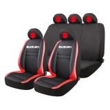 Set Huse Scaune Universale HLX5 Compatibile cu Suzuki &ndash; Negru/Rosu