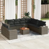 vidaXL Set mobilier de grădină cu perne, 10 piese, gri, poliratan 3257845
