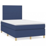 Cumpara ieftin Pat box spring cu saltea, albastru, 120x200 cm, textil