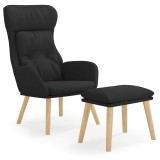 Cumpara ieftin Scaun de relaxare cu taburet, negru, textil