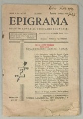 EPIGRAMA , BULETIN LUNRA AL EPIGRAMEI ROMANESTI , NR. 16 - 17 , 1940, PREZINTA URME DE UZURA