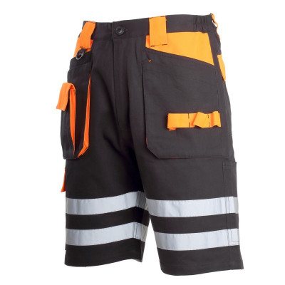 Pantalon scurt cu reflectorizant negru-portocaliu - l foto