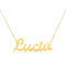 Colier din aur de 14K - lanț subțire compus din zale ovale, pandantiv cu numele Lucia