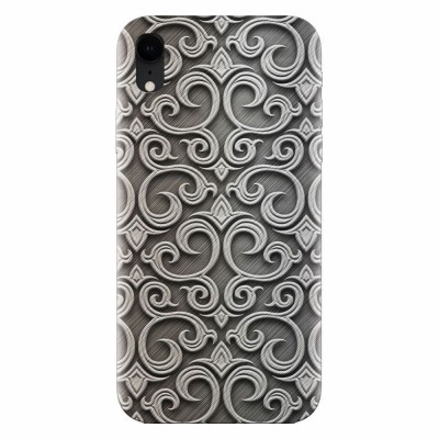 Husa silicon pentru Apple Iphone XR, Baroque Silver Pattern foto