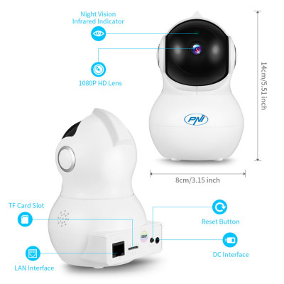 Camera Supraveghere IP Video PNI IP930w Full HD 360Grade Baby Monitor Aplicatie Android si iOS foto