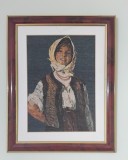 Goblen cusut manual dupa tabloul Taranca voioasa, de Nicolae Grigorescu