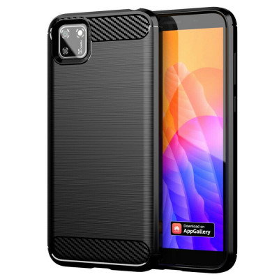 Husa pentru Huawei Y5p - Techsuit Carbon Silicone - Black foto