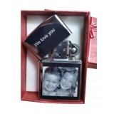 Bricheta Personalizata Stil Zippo cu Poza si Text Fata Verso