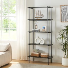 Biblioteca Samnanger neagra cu 5 polite, 180x80x34 cm, [en.casa]
