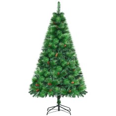 Brad de Craciun impodobit si ignifug pentru interior, decoratiune de Craciun, brad artificial, &Phi;116x180cm verde HOMCOM | Aosom Romania