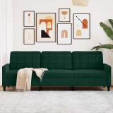 vidaXL Canapea cu 3 locuri, verde &icirc;nchis, 210 cm, catifea 4007646