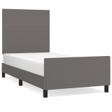 Cumpara ieftin Cadru de pat cu tablie, gri, 100x200 cm, piele ecologica