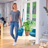Set Mop Rotativ Leifheit Clean Twist Ergo Disc, Galeata 6L, Microfibra, Maner 109-140cm, Verde