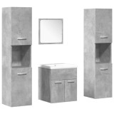 Cumpara ieftin Set mobilier de baie, 5 piese, gri beton, lemn prelucrat