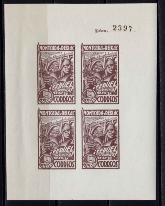 Catalonia 1937 colita-Spania razboiul civil ,Montcada y Reixac , soldat ,MNH