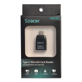 CARD READER extern SPACER, interfata USB Type C, citeste/scrie: micro SD; plastic, negru, &quot;SPCR-307&quot;