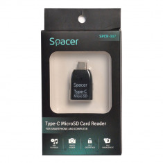 CARD READER extern SPACER, interfata USB Type C, citeste/scrie: micro SD; plastic, negru, &amp;quot;SPCR-307&amp;quot; foto