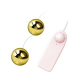 Bile vibratoare BAILE Golden Ball, pentru stimulare vaginală sau anală, control prin telecomandă cu fir, culoare auriu