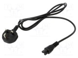Cablu 3x0,75mm2 BS 1363 (G) cu mufă IEC C5 mamă PVC 1,5m negru POS